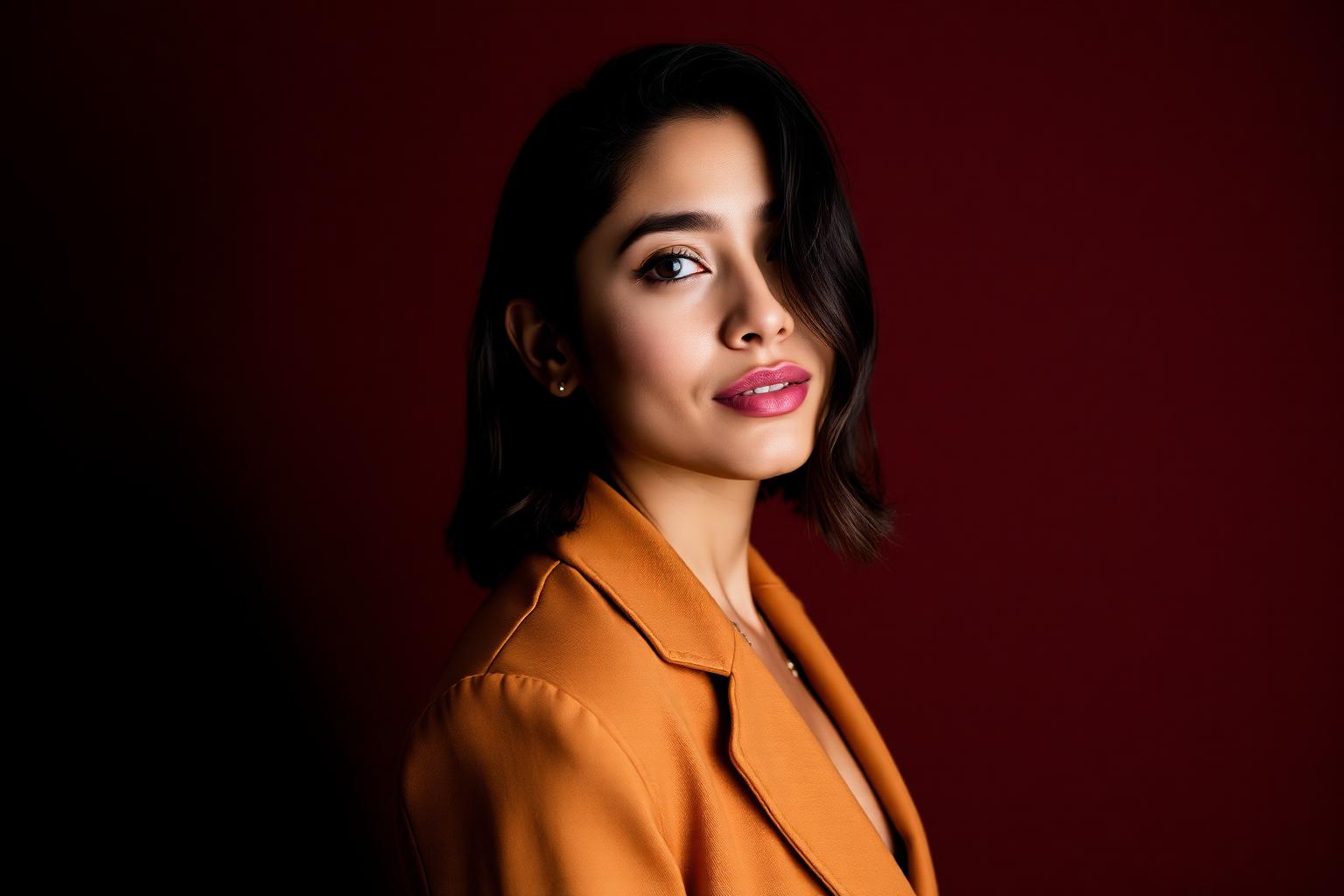 Creadora latina confiada en sesión de estudio / Confident Latina creator in studio
